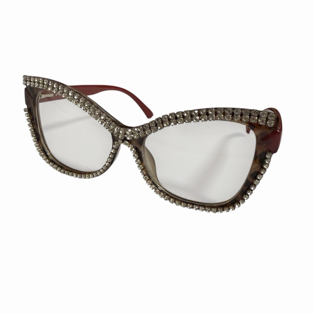 Fashion Glasses Cat Eye Tortoiseshell Rhinestone Red